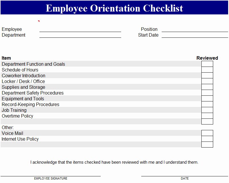 employee orientation checklist