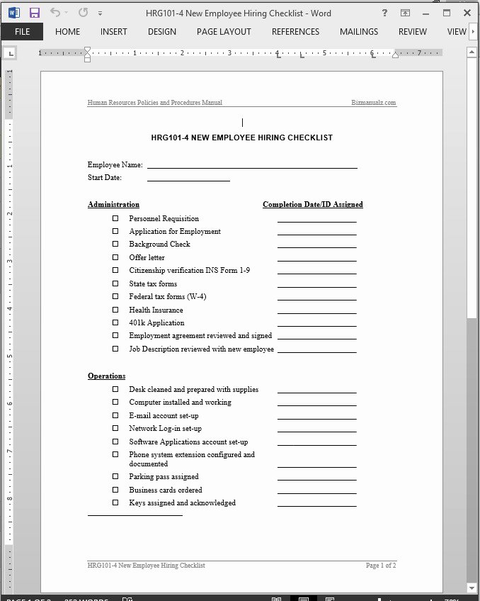 Employee orientation Checklist Sample Templates Resume