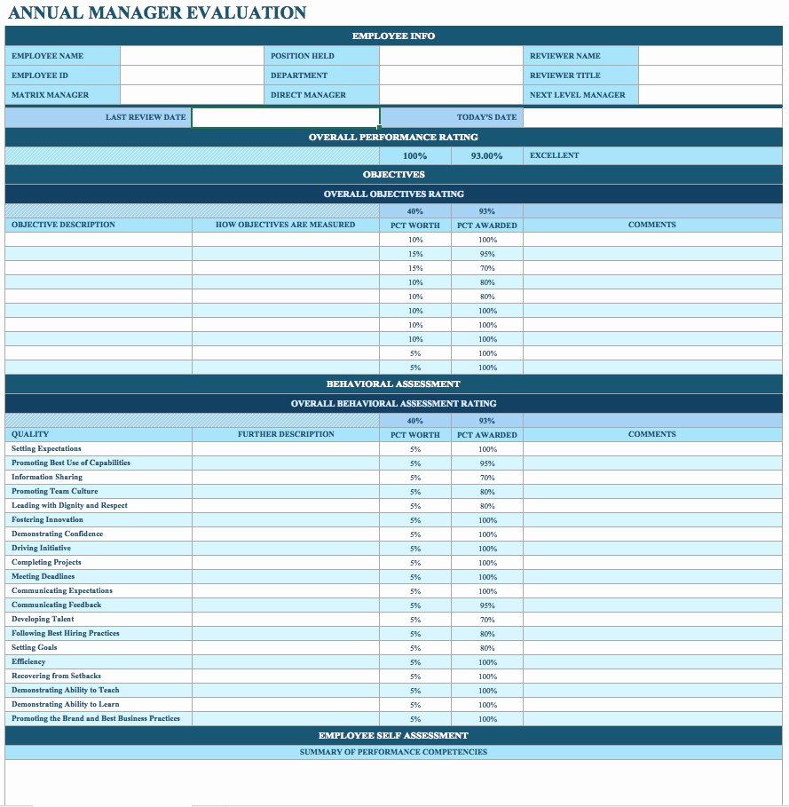 employee performance review template