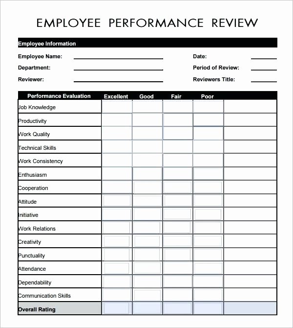 Employee Performance Review Template Word New Examples