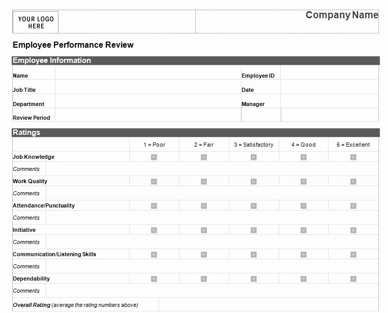 Employee Performance Review Template Word