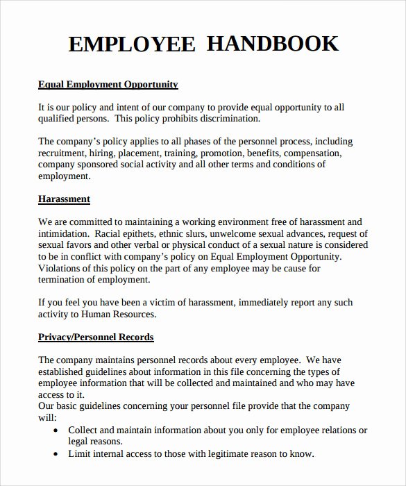 employee policy handbook sample