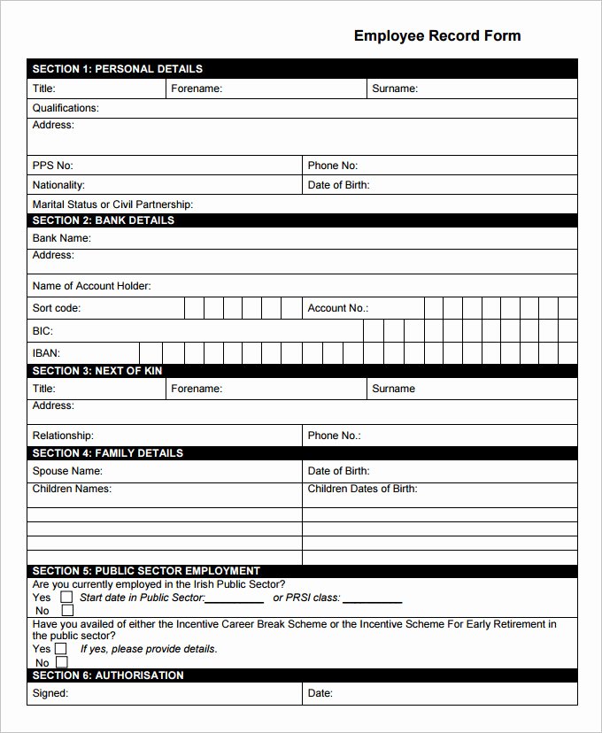 Employee Record Templates 30 Free Word Pdf Documents
