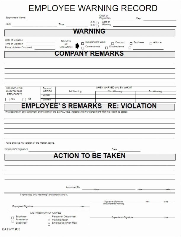 Employee Reprimand form
