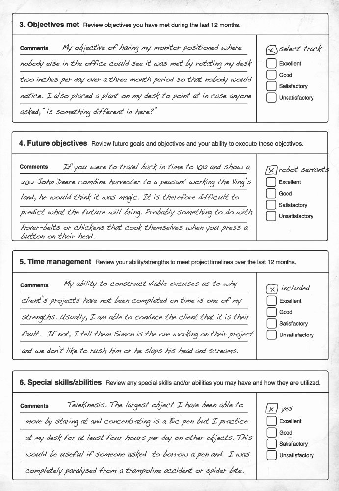 Employee Self Evaluation form