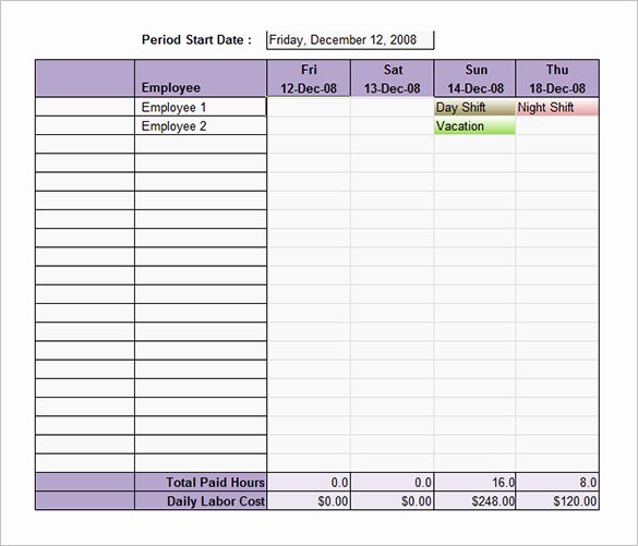 Employee Shift Schedule Template 12 Free Word Excel
