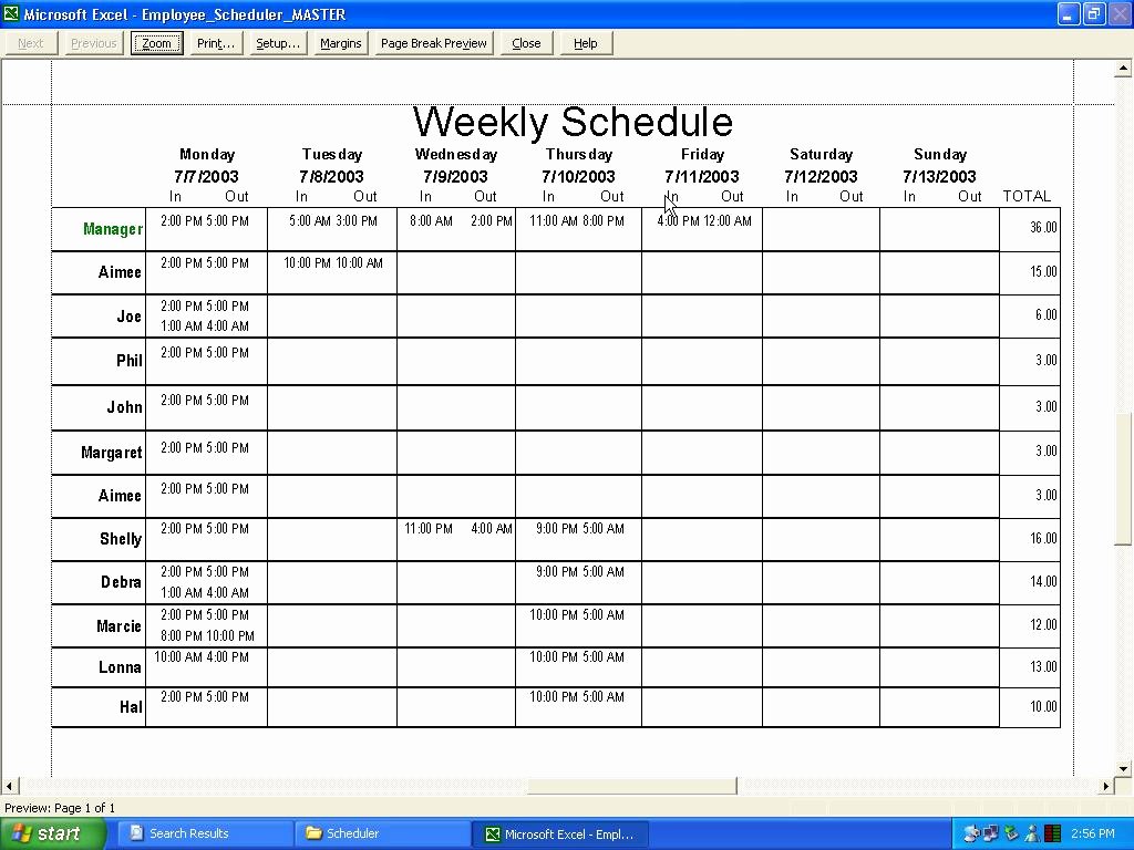 Employee Shift Schedule Template Excel