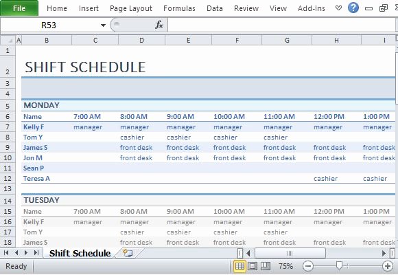 Employee Shift Schedule Template for Excel