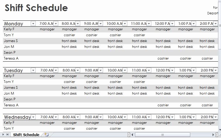 Employee Shift Schedule Template