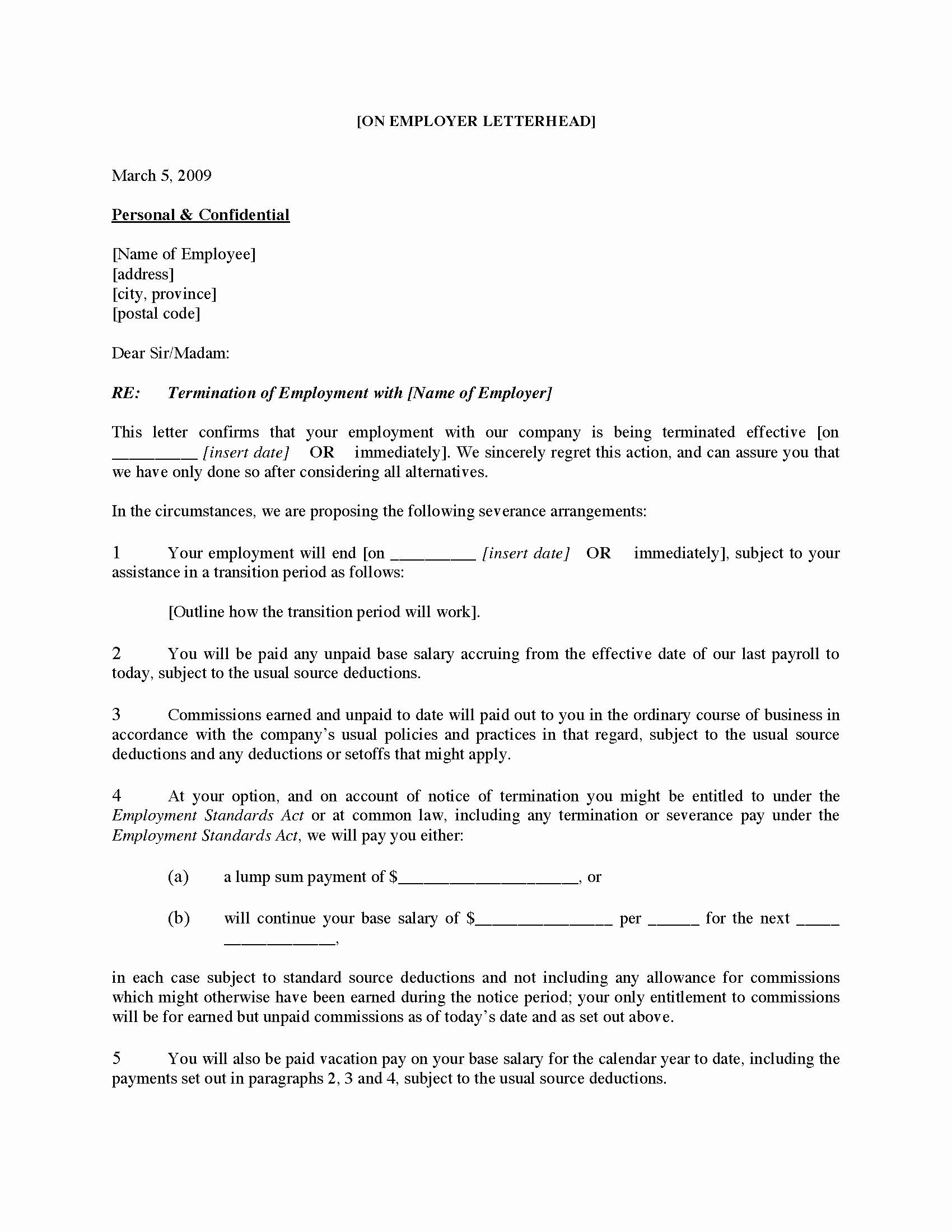 Employee Termination Letter Template Canada Templates