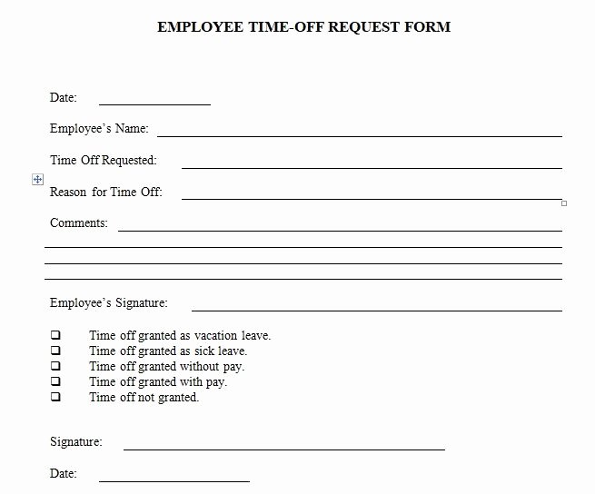 Employee Time Off Request form Template Excel and Word