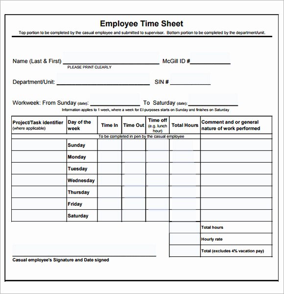 employee timesheet template