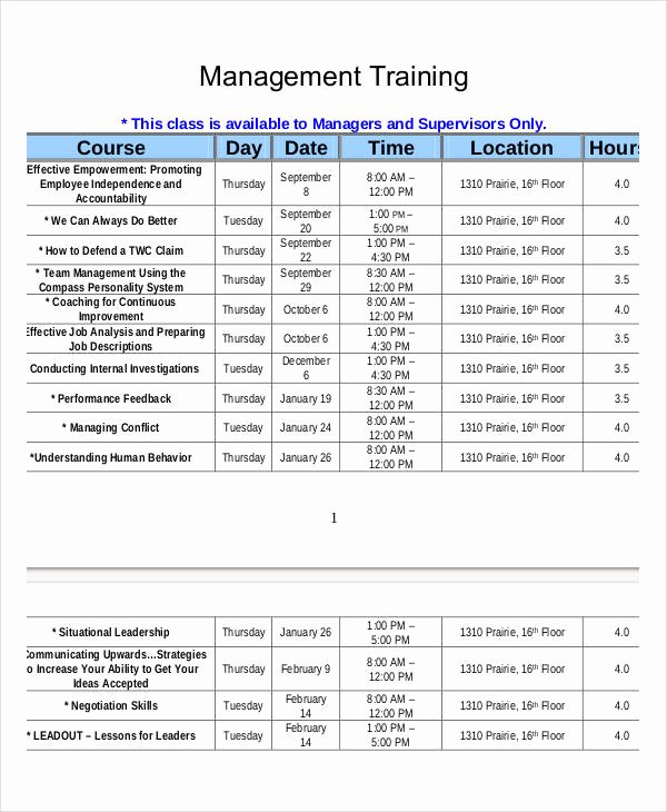 Employee Training Schedule Template 14 Free Word Pdf