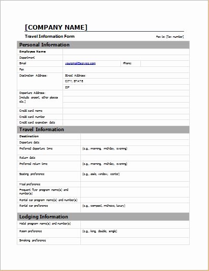 Employee Travel Information forms
