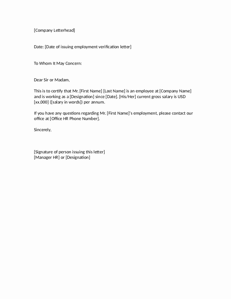 Employee Verification Letter