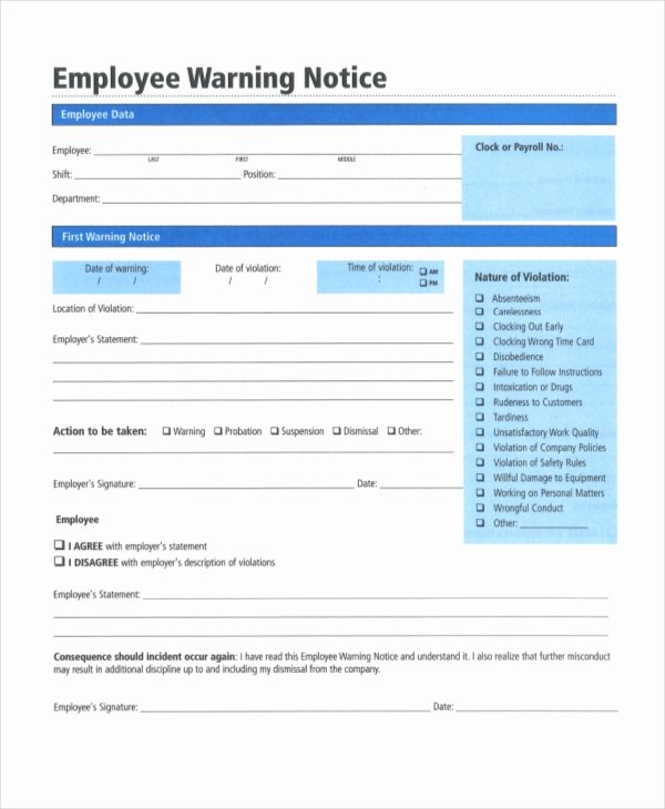 Employee Warning Notice 11 Free Word Pdf Documents
