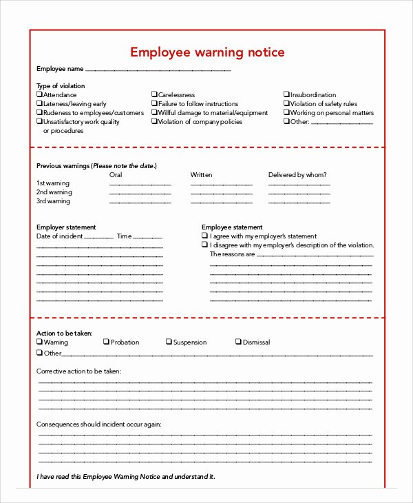 Employee Warning Notice Templates 7 Free Samples