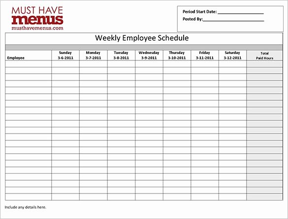 Employee Work Schedule Template 16 Free Word Excel