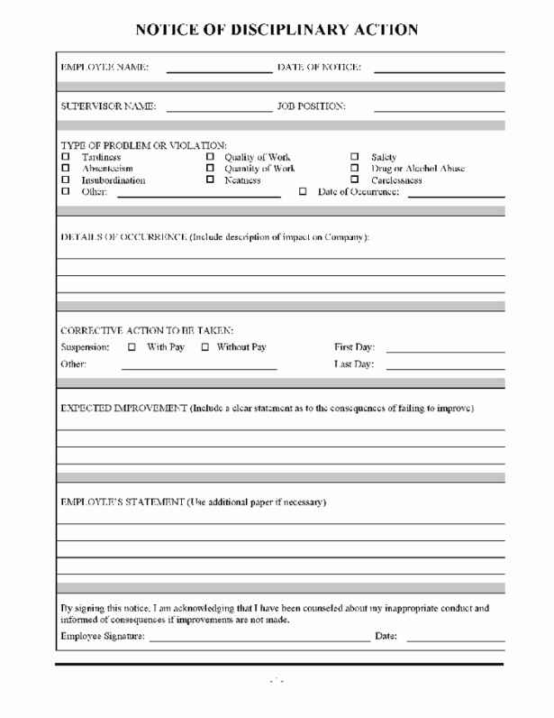 Employee Write Up form Templates Word Excel Samples