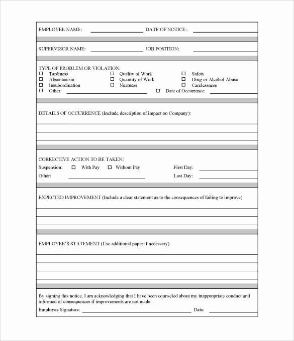 Employee Write Up forms Find Word Templates