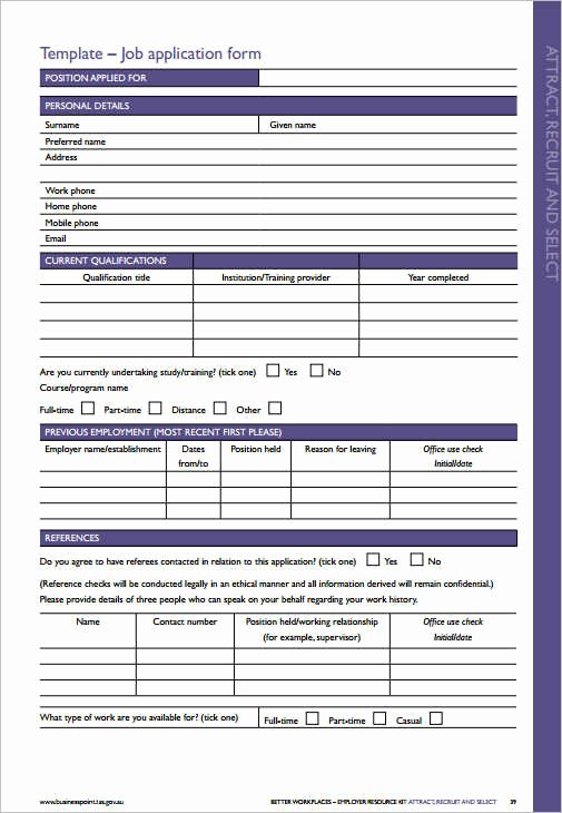 employment application forms templates