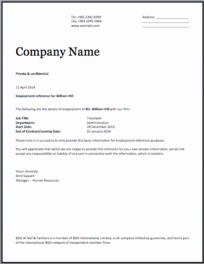 Employment Certificate Template Microsoft Word Templates