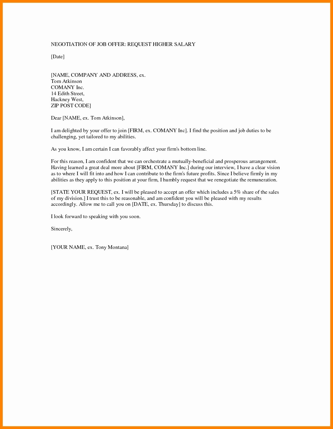 Employment Counter Fer Letter Template Examples