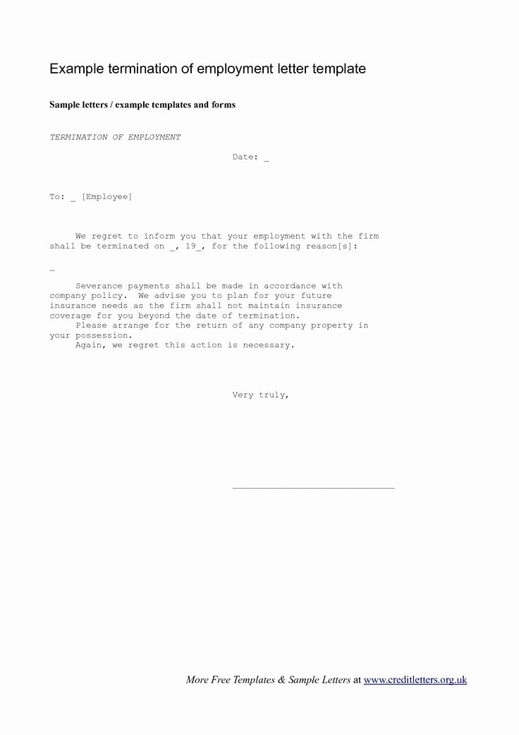 Employment Termination Letter Free Printable Documents