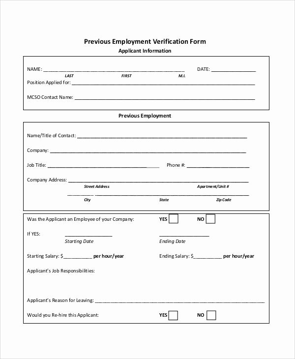 Employment Verification form