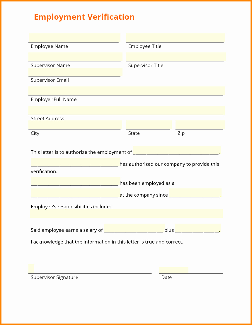Employment Verification form Template Example Mughals
