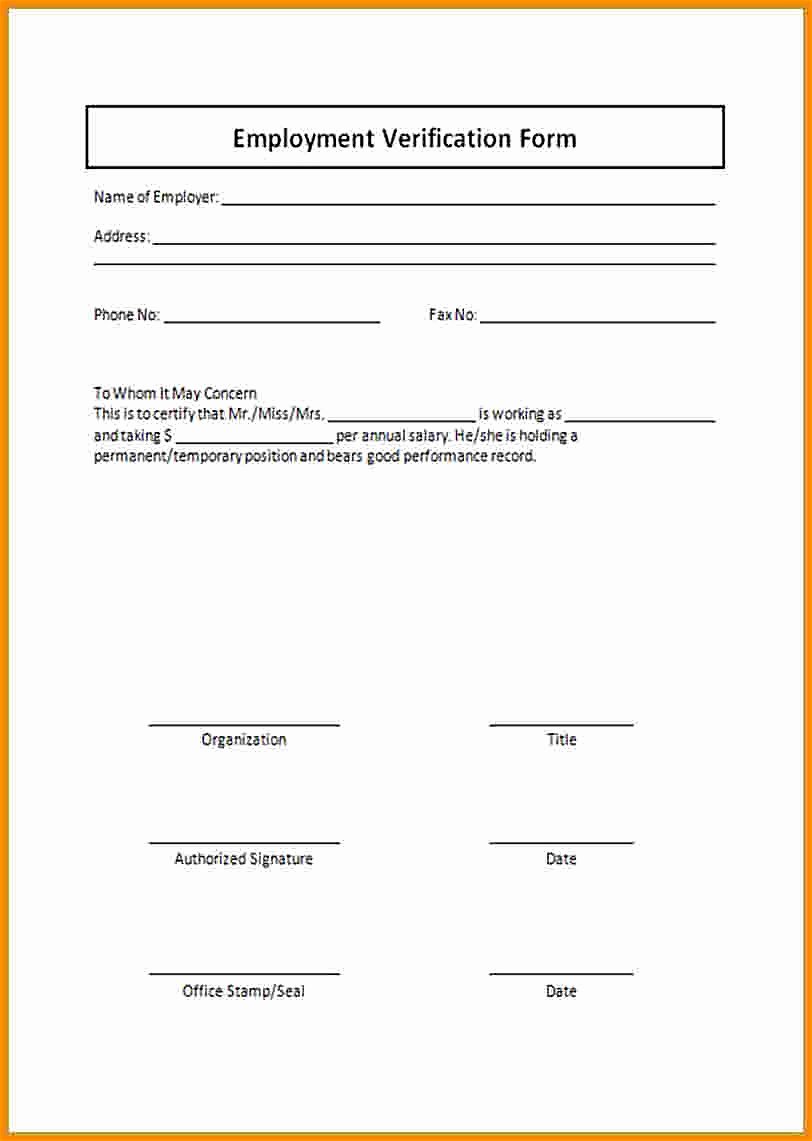 employment verification form template example