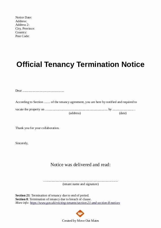 end of tenancy letter template from landlord to tenant