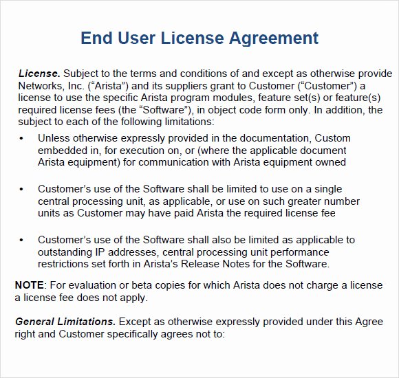 sample end user license agreement