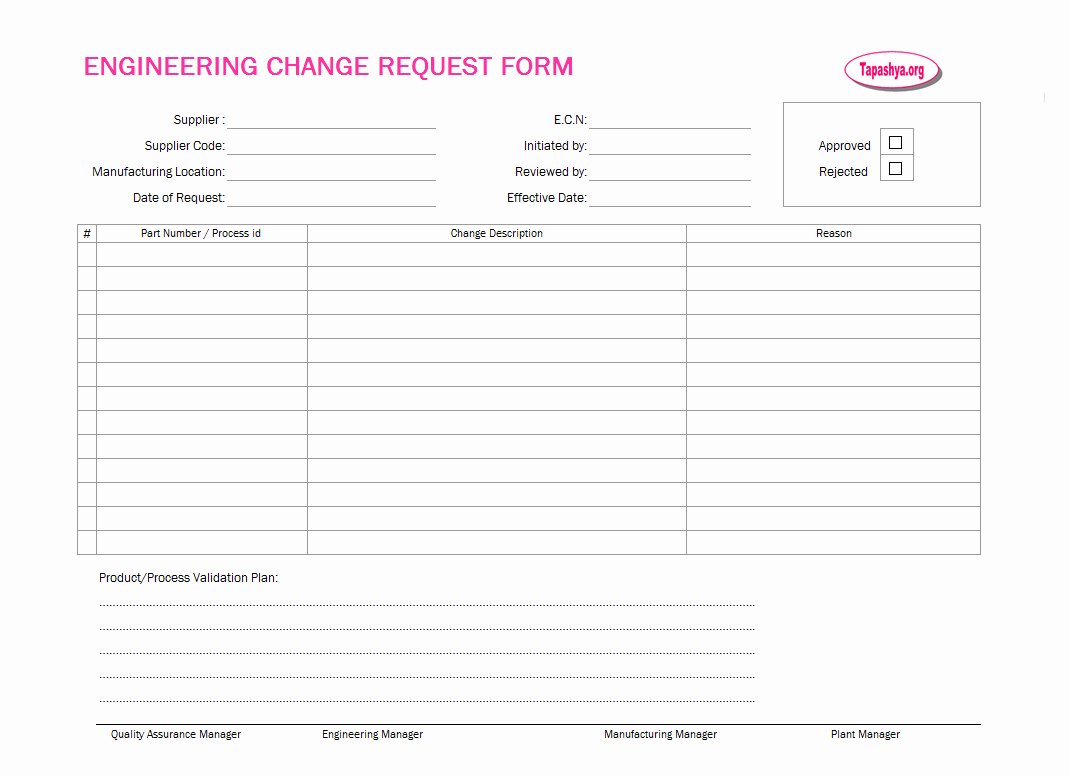 Engineering Change Request form Template Templates Data