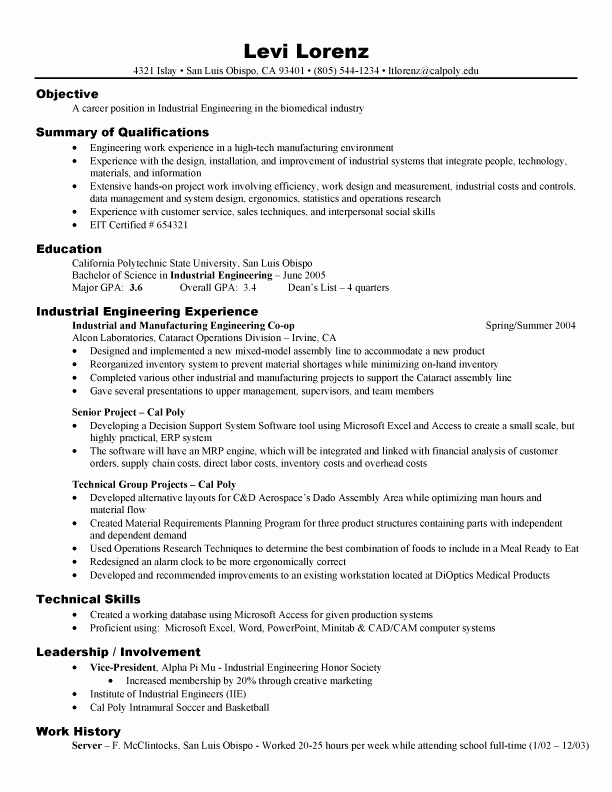 Engineering College Student Resume Examples 4