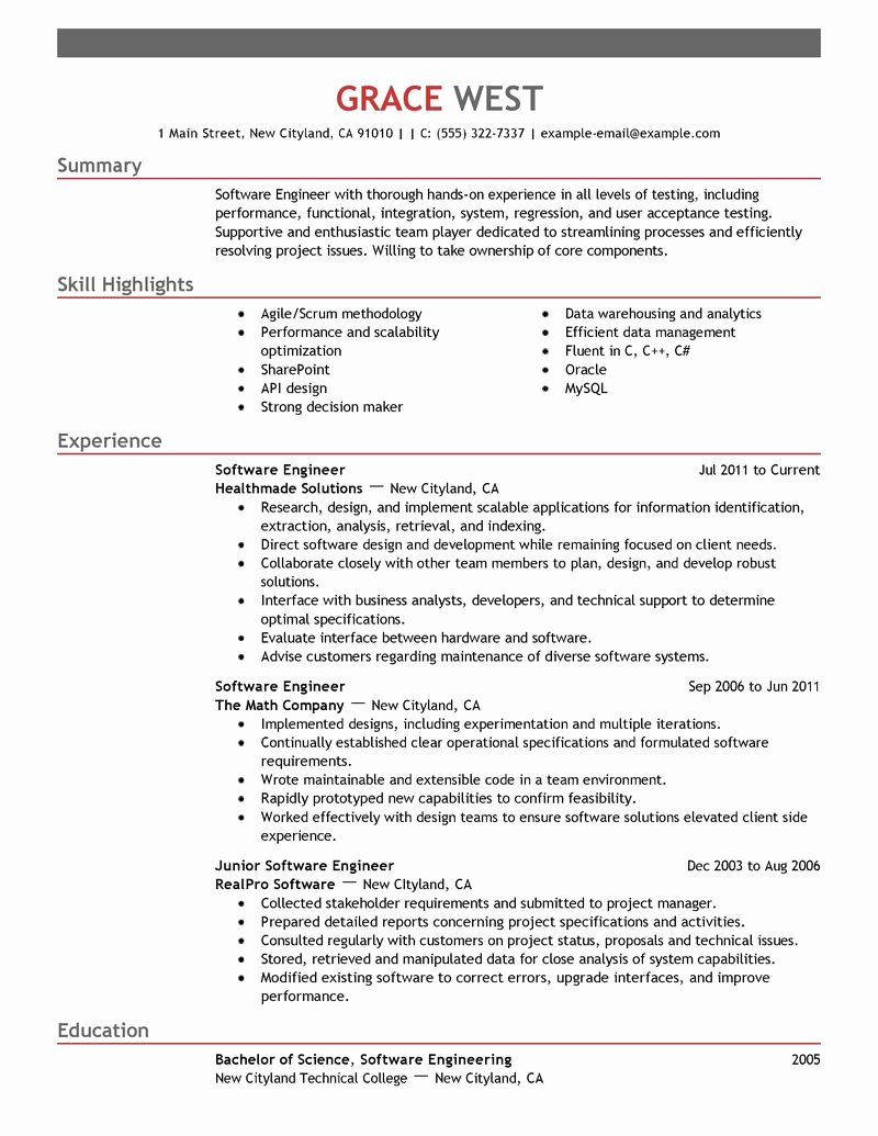 Engineering Resume Examples and Sample Skills Highlights