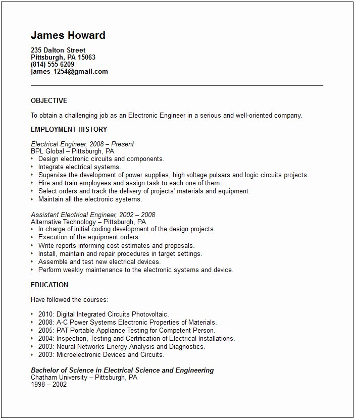 Engineering Resume Examples