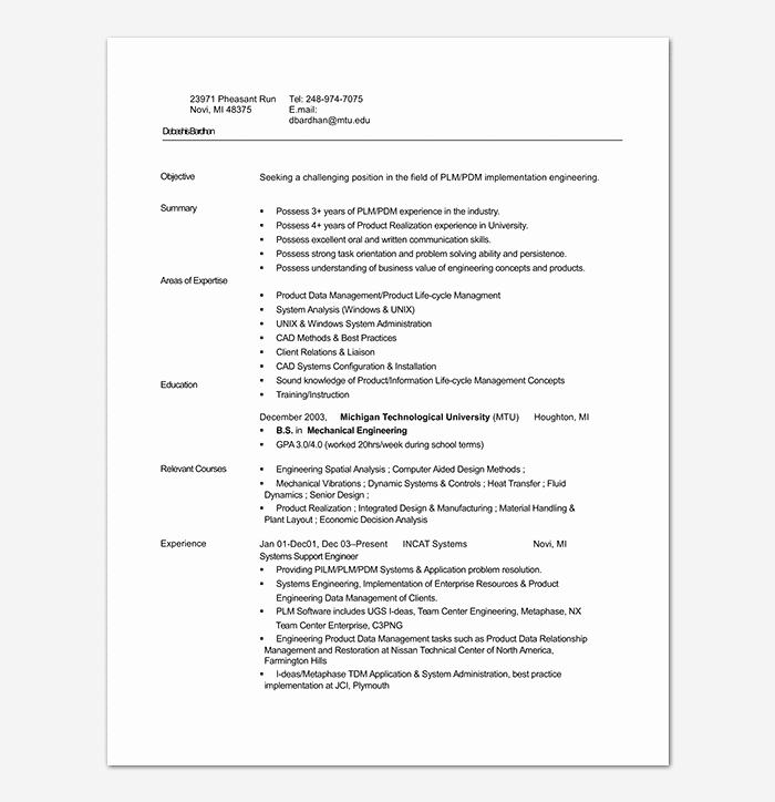 Engineering Resume Template 20 Examples for Word &amp; Pdf