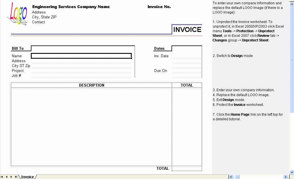 Engineering Service Invoice Template Uniform Invoice
