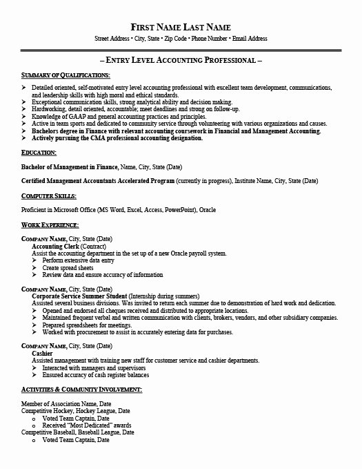 Entry Level Accountant Resume Best Resume Gallery