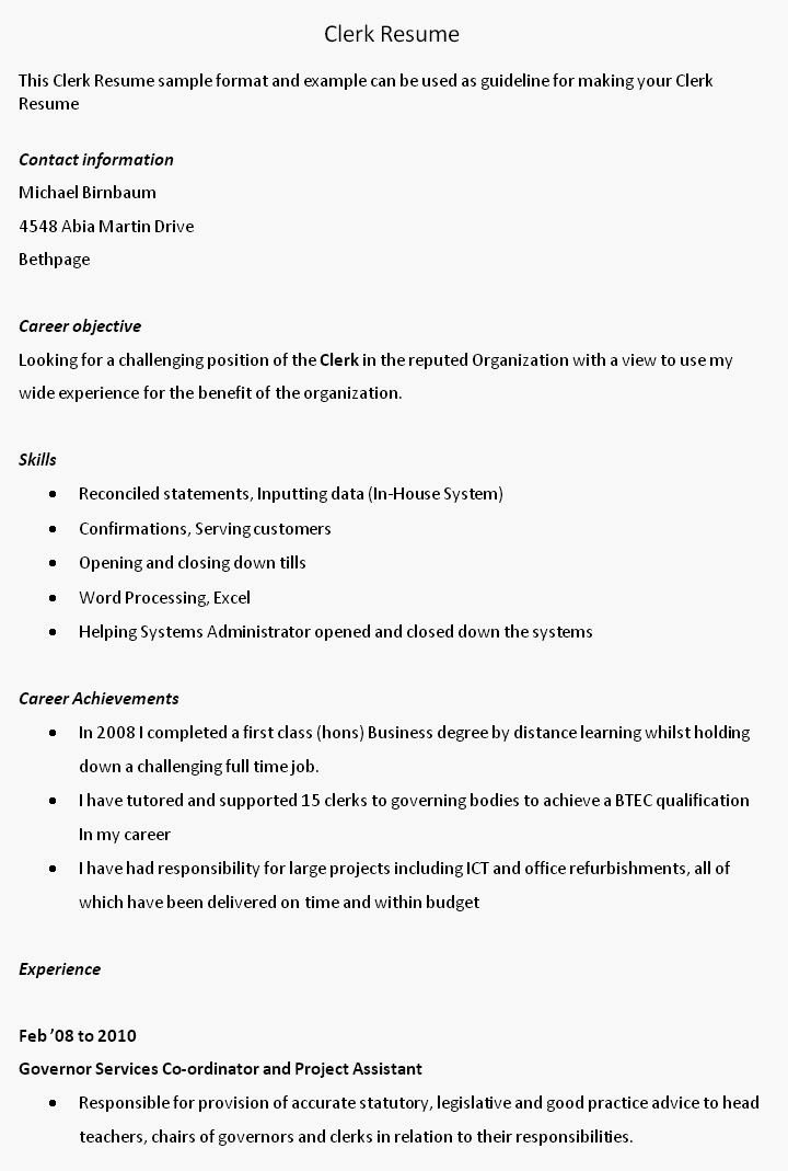 Entry Level Accounting Clerk Resume