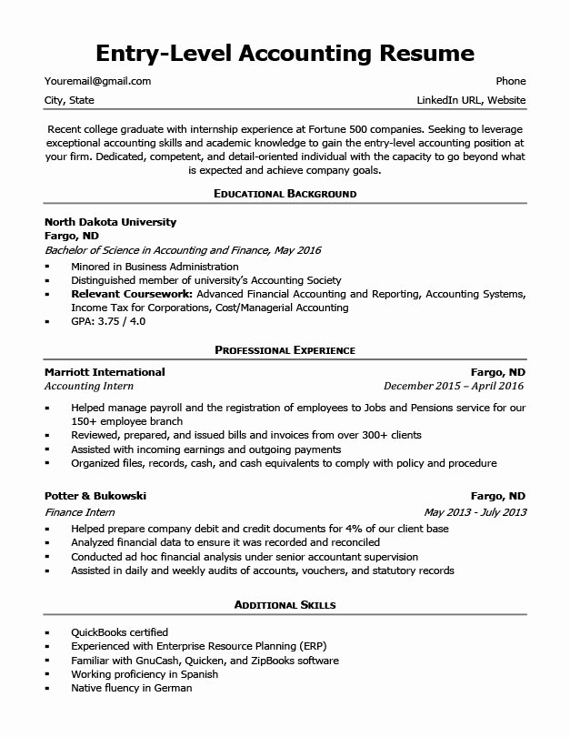 Entry Level Accounting Resume Sample &amp; 4 Writing Tips