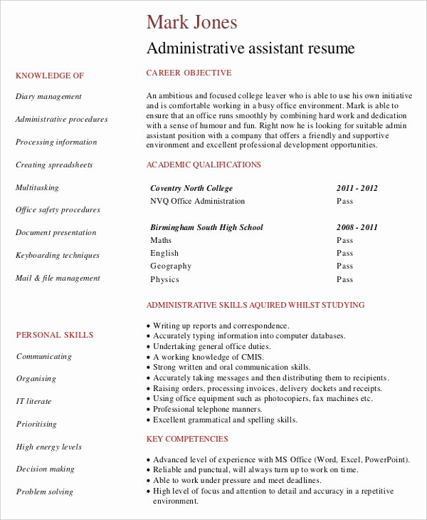 Entry Level Administrative assistant Resume – 7 Free Pdf