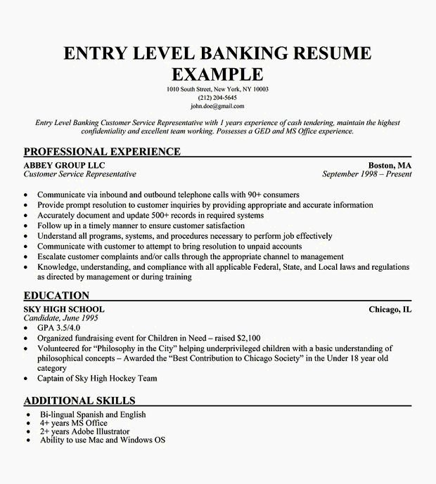Entry Level Customer Service Resume