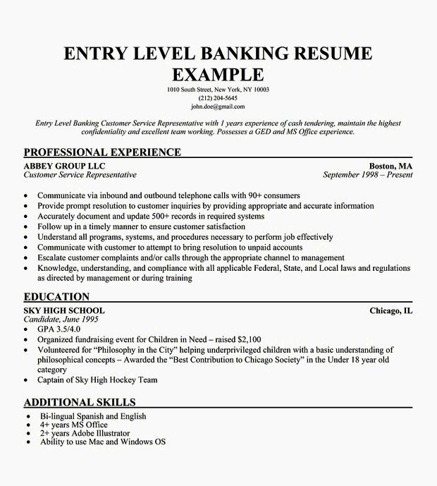 entry level customer service resume