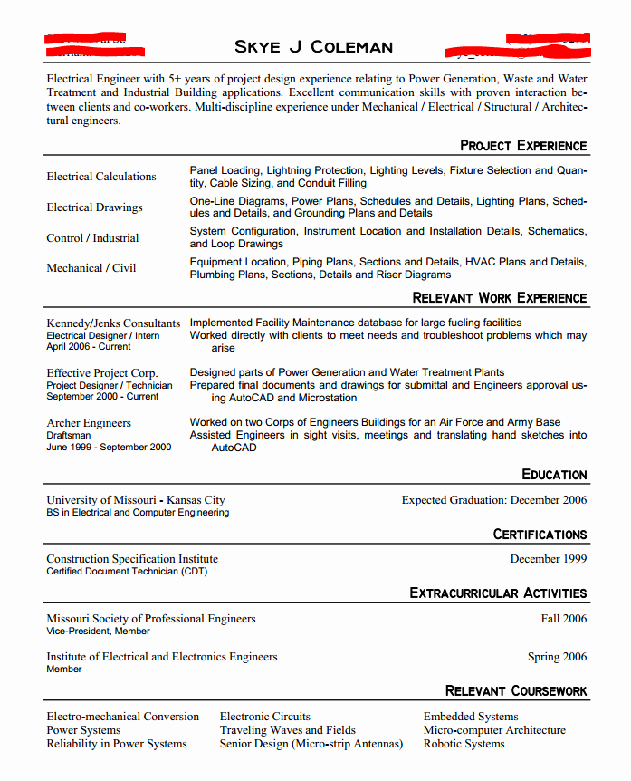 Entry Level Engineering Resume or the Exact Resume that