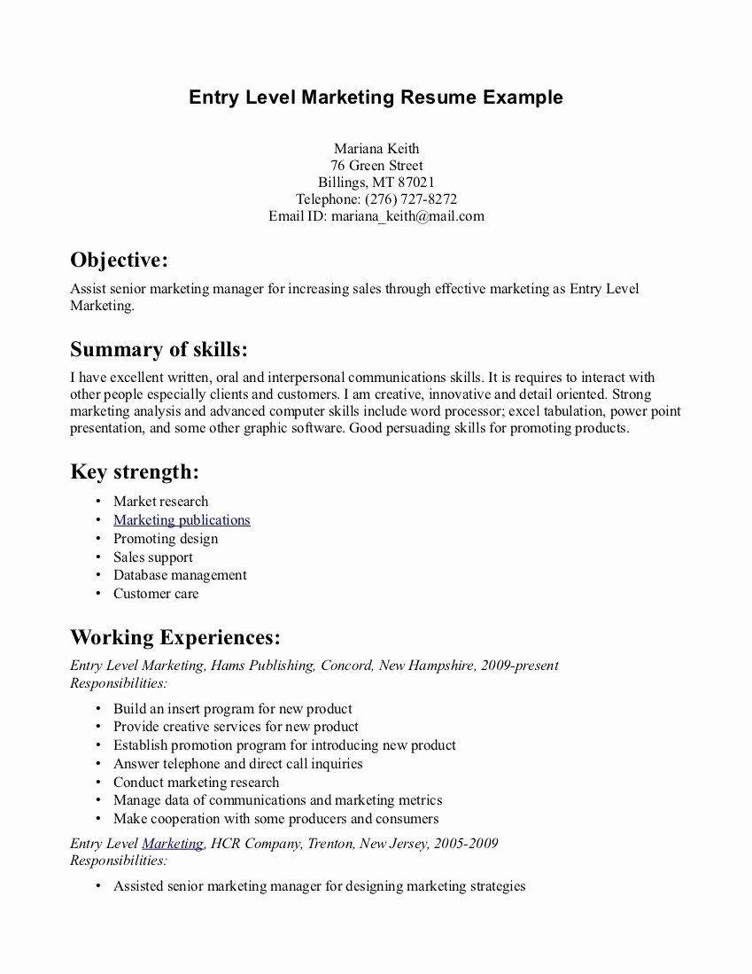 Entry Level High School Resume Functional Examples