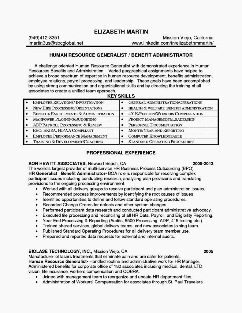 Entry Level Hr Generalist Resume