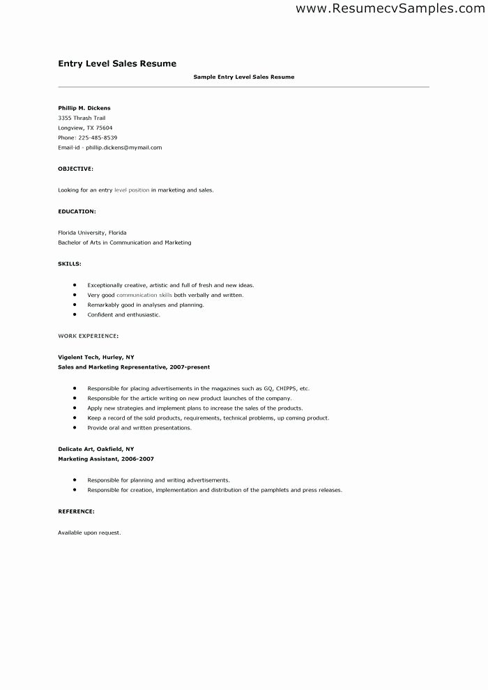 Entry Level Job Resume