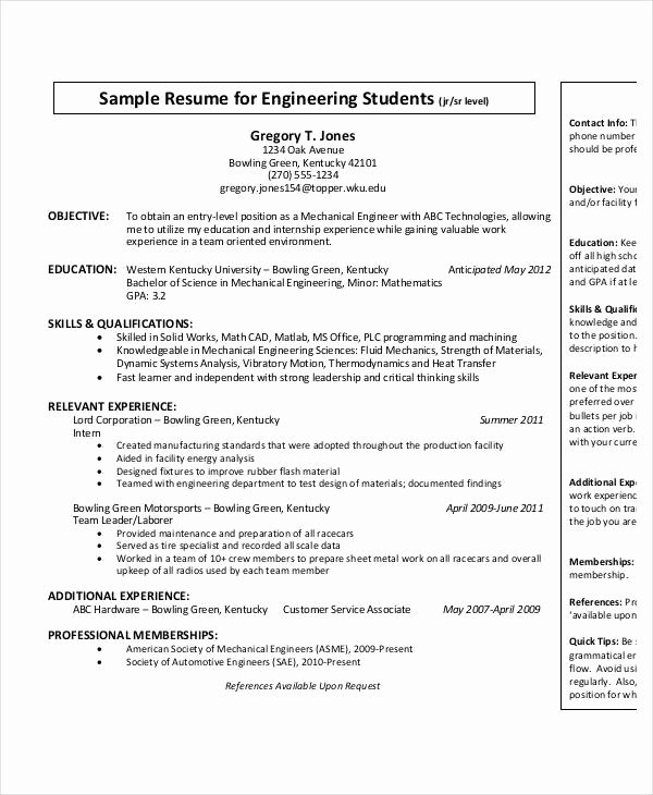 Entry Level Mechanical Engineering Resume Best Resume